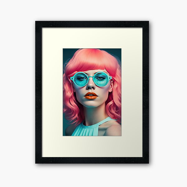 Artikel-Vorschau von Bunte Moderne: Eine selbstbewusste Frau mit modischer Brille., designt und verkauft von Retro Type.