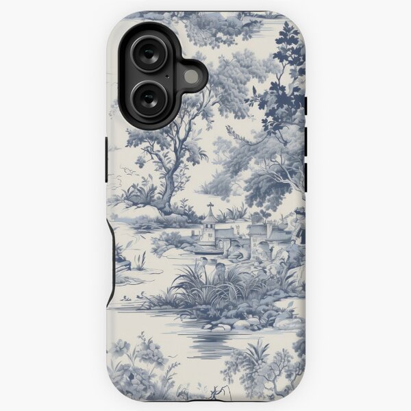 Vista previa del artículo con la obra «Motivo Toile de Jouy en color blanco y azul», diseñado y vendido por EvgeniiaSim.