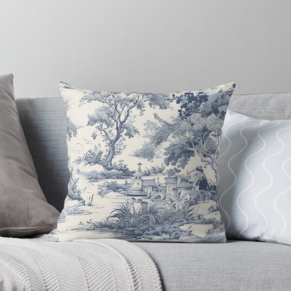 Item preview, Toile de Jouy pattern in white and blue color designed and sold by EvgeniiaSim.