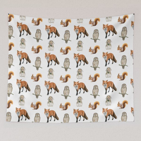 Item preview, Woodland animals prints, fox, forest owl, squirrel and bunny designed and sold by Elena Malgina.