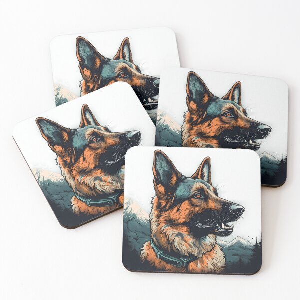 Item preview, German shepherd in alpine landscape graphic designed and sold by WorldsofPosters.