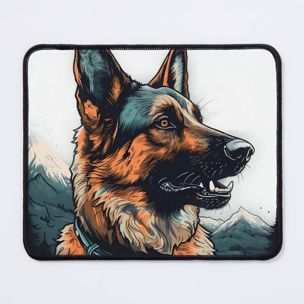 Item preview, German shepherd in alpine landscape graphic designed and sold by WorldsofPosters.