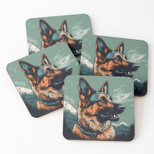 Item preview, German shepherd in alpine landscape graphic designed and sold by WorldsofPosters.