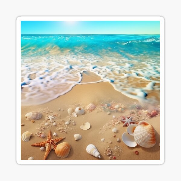 Item preview, Beautiful Sand, Seashells and Ocean Beach Scene designed and sold by Dani Ashbury.