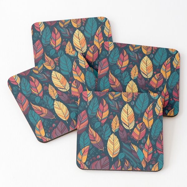 Item preview, Colorful leaves of different colors boho style seamless design designed and sold by WorldsofPosters.