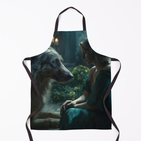 Item preview, Fantasy Digital Art, Moonlit Guardian, Blonde Woman, Castle Ruin, Wolfhound, Unreal Engine Style, Home Decor, Wall Art designed and sold by stateofhuman.