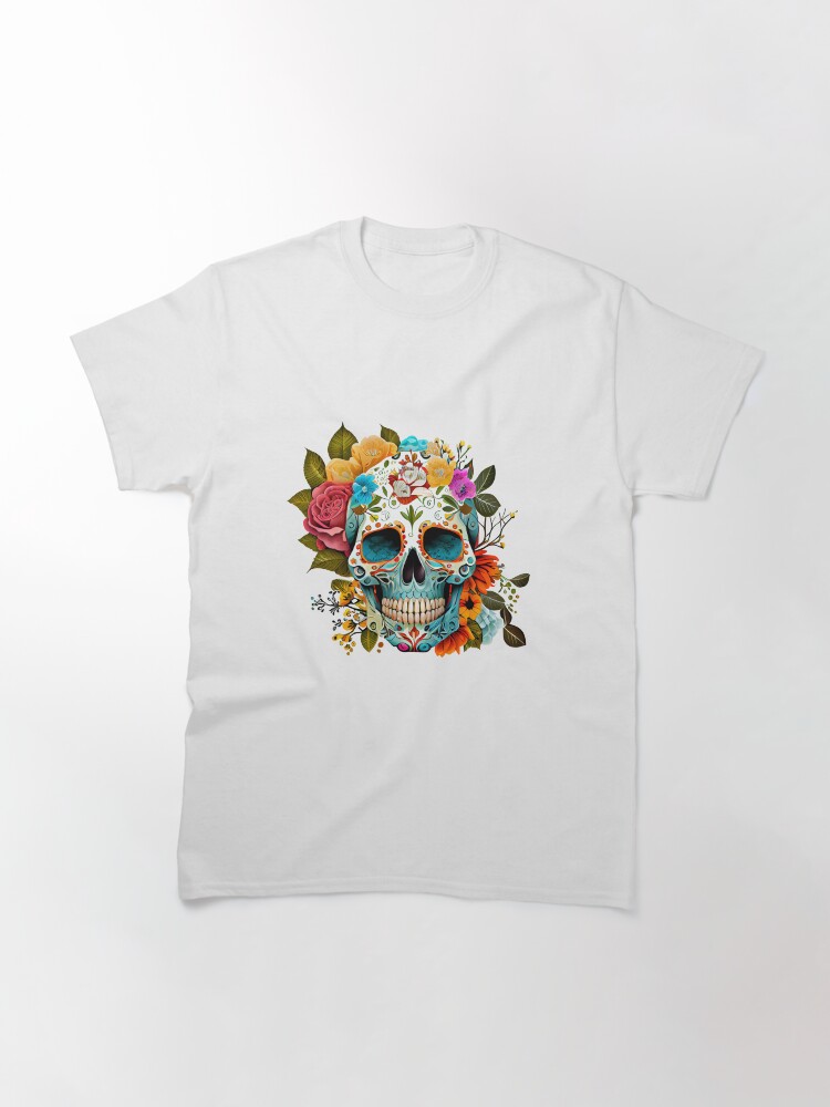 Colorful Sugar Skull Watercolor Classic T Shirt Sold By Ishan Arora