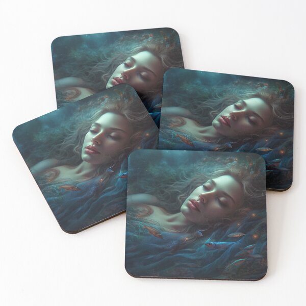 Item preview, "Fantasy Digital Art, Ocean Lullaby in Crimson Currents, Underwater Maiden, Photorealistic 3D, UHD Resolution, Home Decor, Wall Art " designed and sold by stateofhuman.