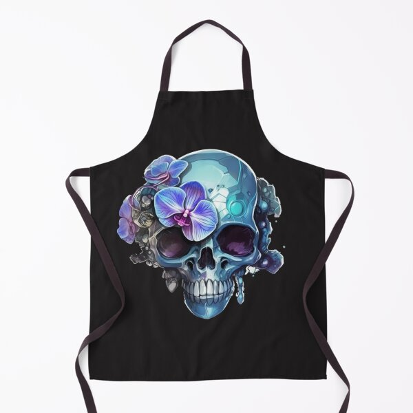 Item preview, Skull with orchid flowers. Embroidery human skull and pink orchid flowers. Halloween art. Medieval style. Fashion designed and sold by Anastasiia Yurevych.
