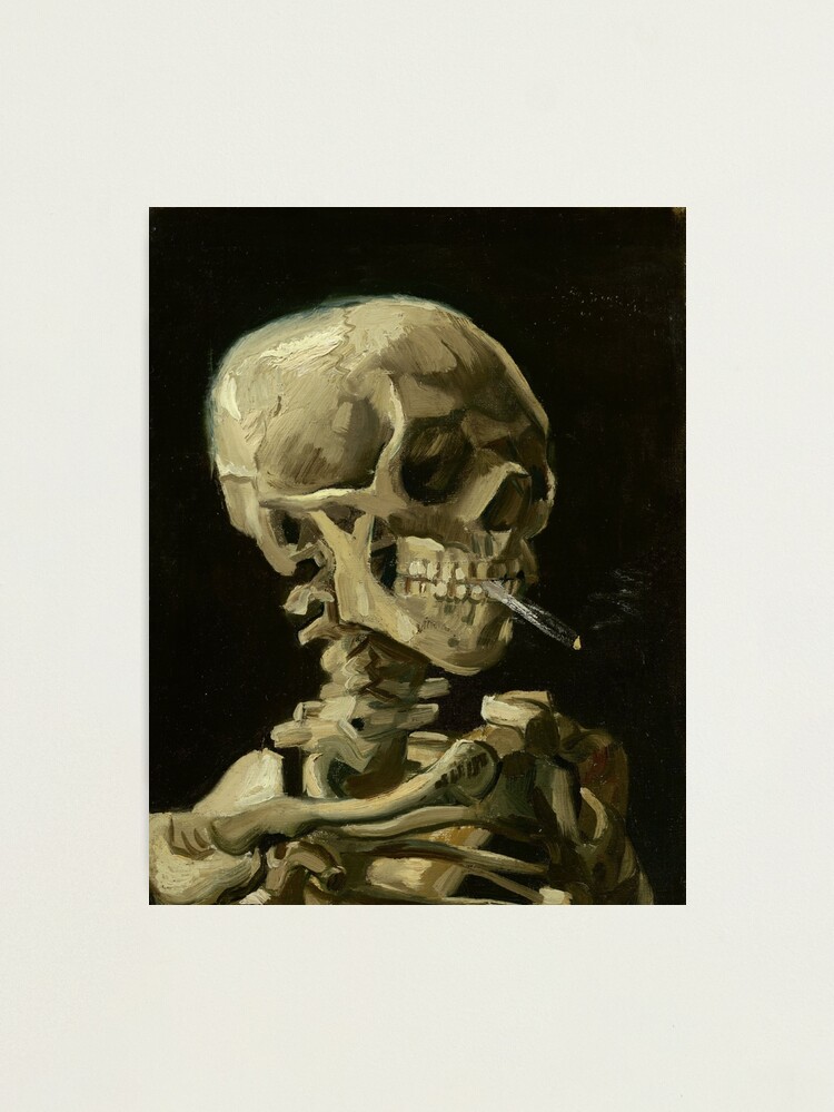 Thumbnail 1 von 3, Fotodruck, Vincent Van Gogh Skeleton Rauchen designt und verkauft von AtticSalt.