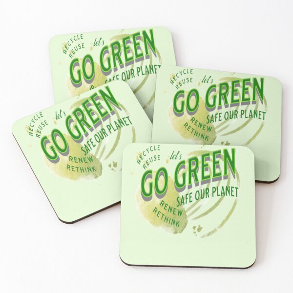 Item preview, Lets Go Green Safe our Planet Recycle Reuse Renew Rethink Crisis Environmental Activism Earth Day Lettering Design, go green safe our planet design inspired by nature designed and sold by Adri Barnard.