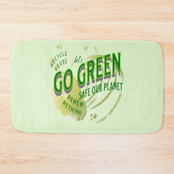 Item preview, Lets Go Green Safe our Planet Recycle Reuse Renew Rethink Crisis Environmental Activism Earth Day Lettering Design, go green safe our planet design inspired by nature designed and sold by Adri Barnard.