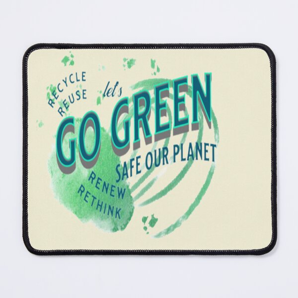 Item preview, Lets Go Green Safe our Planet 2 Recycle Reuse Renew Rethink Crisis Environmental Activism Earth Day Lettering Design, go green safe our planet design inspired by nature designed and sold by Adri Barnard.