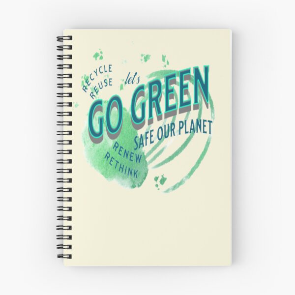 Item preview, Lets Go Green Safe our Planet 2 Recycle Reuse Renew Rethink Crisis Environmental Activism Earth Day Lettering Design, go green safe our planet design inspired by nature designed and sold by Adri Barnard.