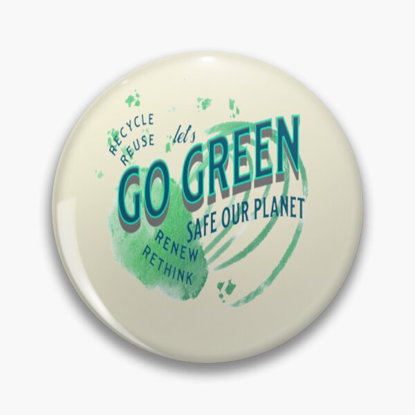 Item preview, Lets Go Green Safe our Planet 2 Recycle Reuse Renew Rethink Crisis Environmental Activism Earth Day Lettering Design, go green safe our planet design inspired by nature designed and sold by Adri Barnard.