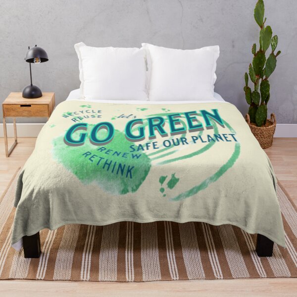 Item preview, Lets Go Green Safe our Planet 2 Recycle Reuse Renew Rethink Crisis Environmental Activism Earth Day Lettering Design, go green safe our planet design inspired by nature designed and sold by Adri Barnard.