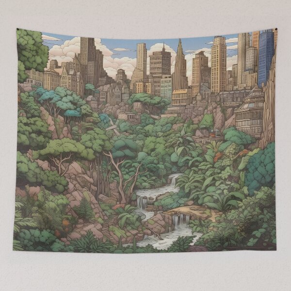 Item preview, Abandoned city being conquered by nature designed and sold by SingularityGeek.