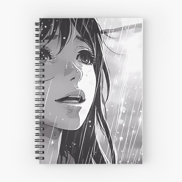 Aperçu de l'œuvre Anime Girl on a Rainy Day in Black and White Style créée et vendue par SingularityGeek.