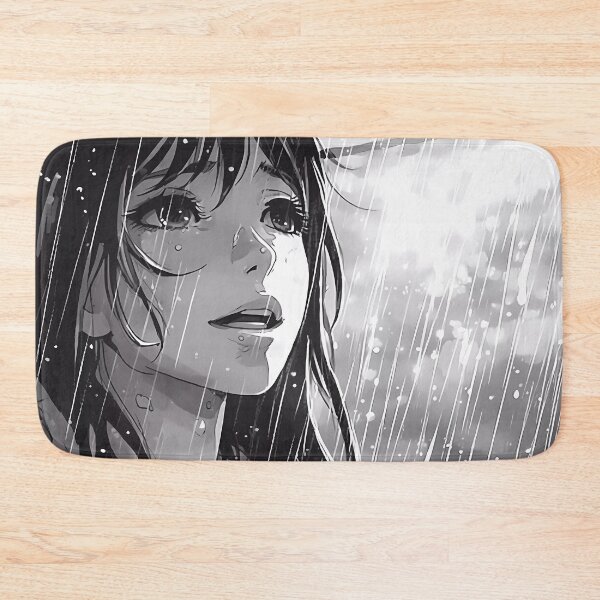 Artikelvorschau, Anime Girl on a Rainy Day in Black and White Style entworfen und verkauft von SingularityGeek.