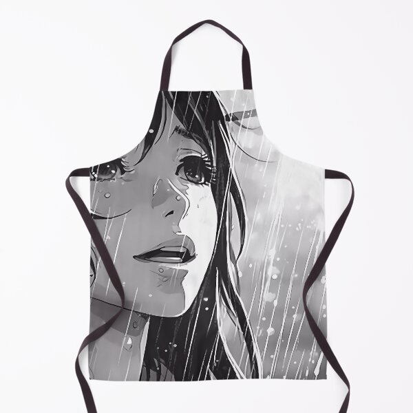 Aperçu de l'œuvre Anime Girl on a Rainy Day in Black and White Style créée et vendue par SingularityGeek.