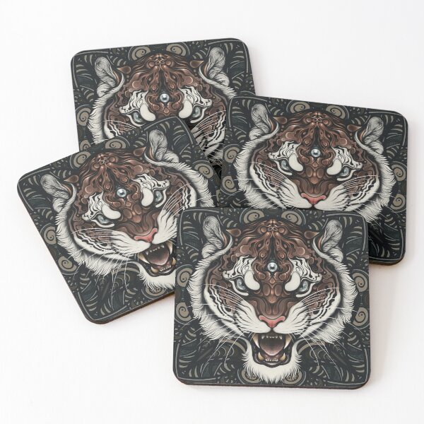 Item preview, Abstract tiger with a third eye & mandala designed and sold by MonoMano.