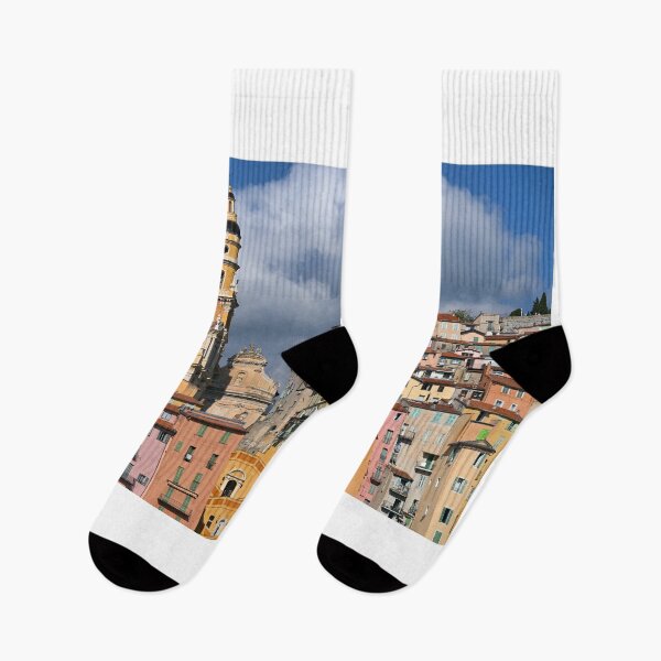 Item preview, Church tower and old buildings in Menton France summer season designed and sold by goceris.