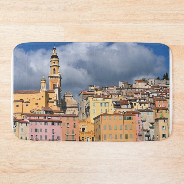 Item preview, Church tower and old buildings in Menton France summer season designed and sold by goceris.