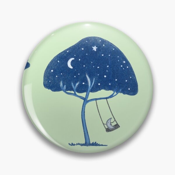 Item preview, mysterious moody starry forest on light green background designed and sold by EllenLambrichts.