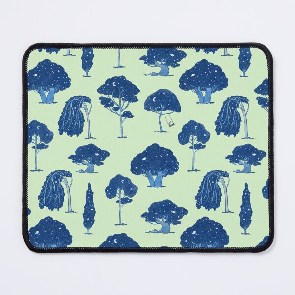 Item preview, mysterious moody starry forest on light green background designed and sold by EllenLambrichts.