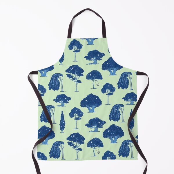Item preview, mysterious moody starry forest on light green background designed and sold by EllenLambrichts.