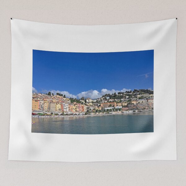 Item preview, turistic beach in Menton, mediterranean sea on côte d'azur France designed and sold by goceris.