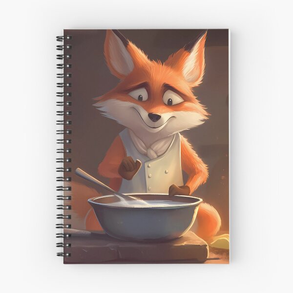 Item preview, Cartoon drawing of a cautious fox preparing dinner designed and sold by SingularityGeek.