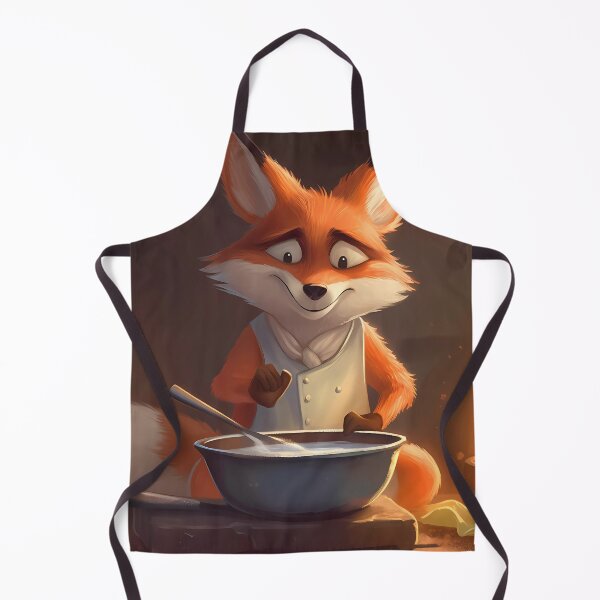 Artikelvorschau, Cartoon drawing of a cautious fox preparing dinner entworfen und verkauft von SingularityGeek.