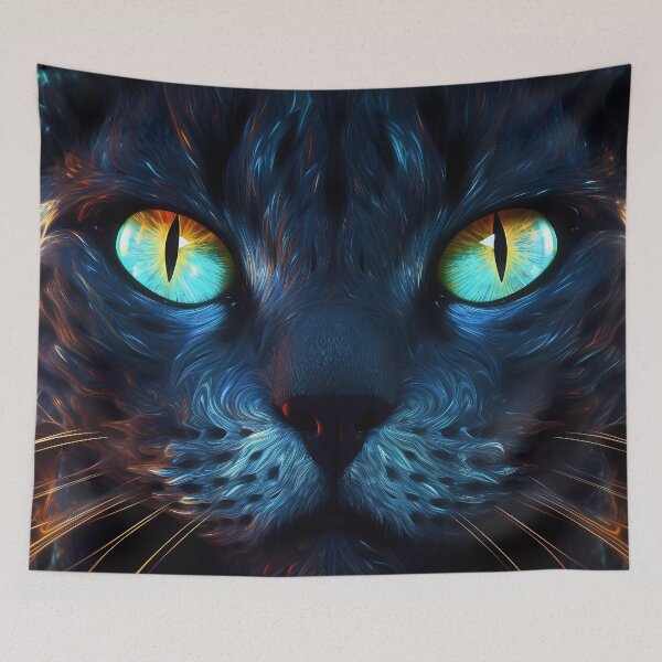 Item preview, Dark Blue Hypnotic Cat Face Fading into Smoke designed and sold by SingularityGeek.