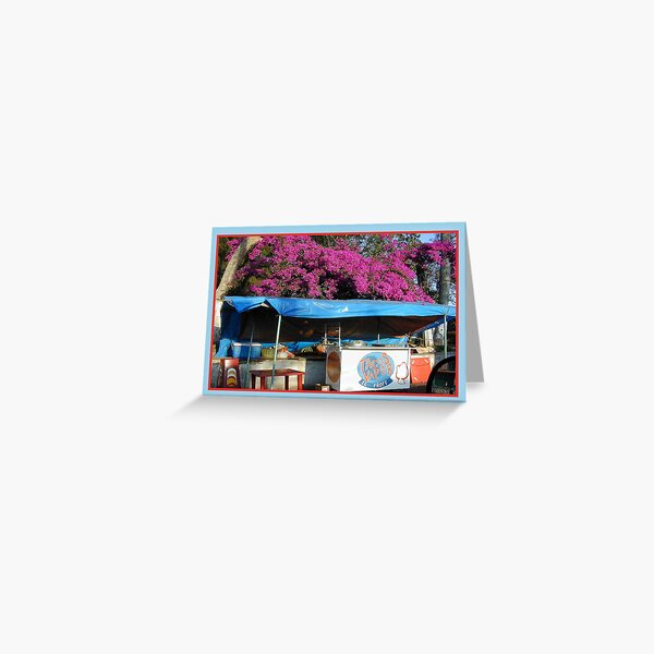 Taco Stand under Purple Bougainvillea Greeting Card