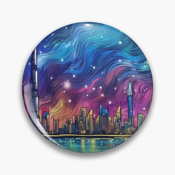 Artikelvorschau, Dubai Skyline Viewed from the Sea with Starry Night Reflection entworfen und verkauft von SingularityGeek.