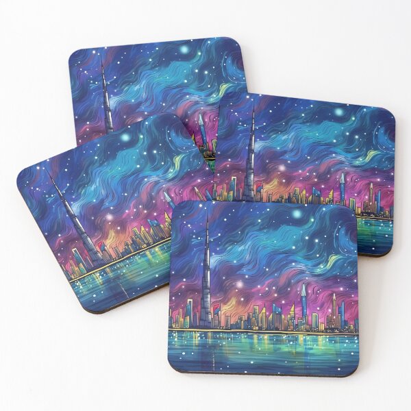 Item preview, Dubai Skyline Viewed from the Sea with Starry Night Reflection designed and sold by SingularityGeek.