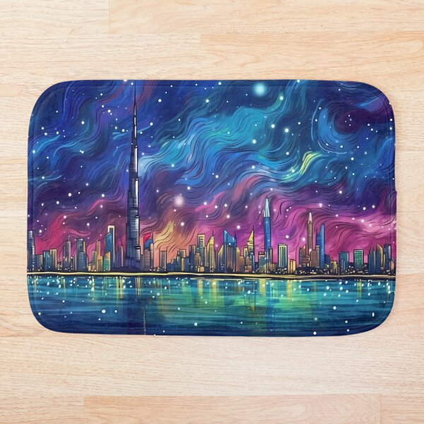 Aperçu de l'œuvre Dubai Skyline Viewed from the Sea with Starry Night Reflection créée et vendue par SingularityGeek.