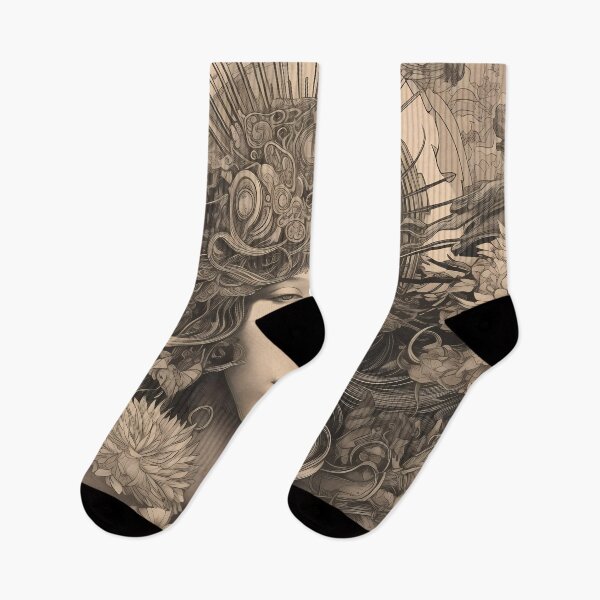 Item preview, Faded Flower Goddess with Intricate Grayscale Details designed and sold by SingularityGeek.