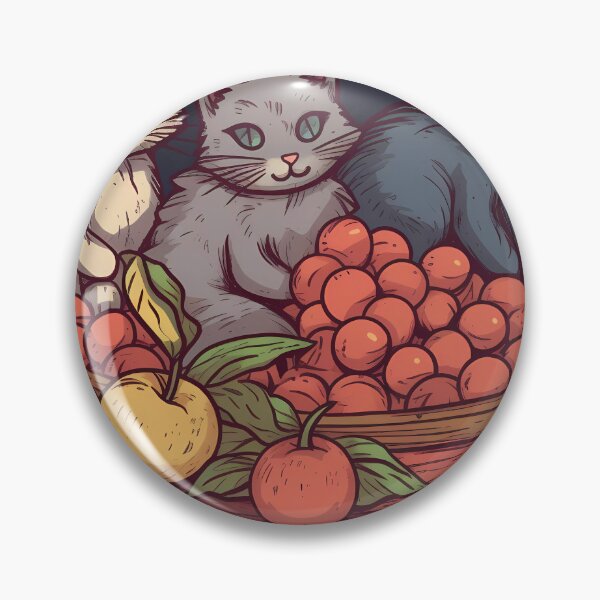 Artikelvorschau, Fruit Basket with Three Colorful Cats entworfen und verkauft von SingularityGeek.