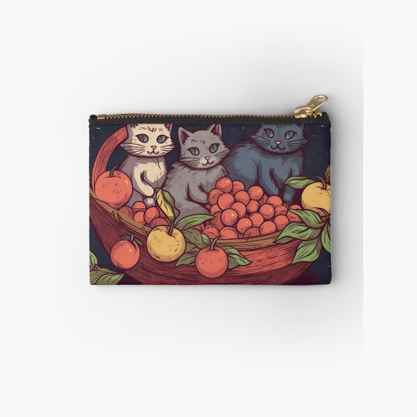 Item preview, Fruit Basket with Three Colorful Cats designed and sold by SingularityGeek.