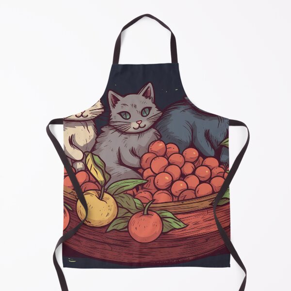 Aperçu de l'œuvre Fruit Basket with Three Colorful Cats créée et vendue par SingularityGeek.