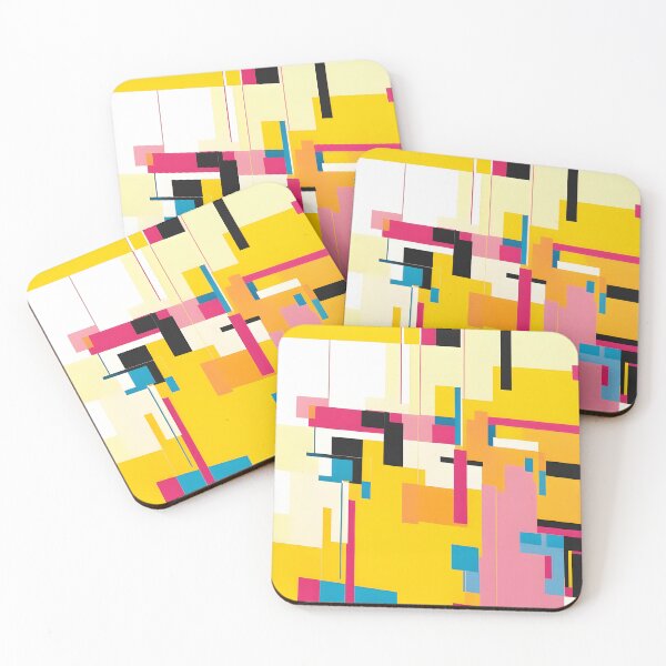 Item preview, Abstract Yellow, Pink, and Black Squares designed and sold by The Bubble 1307.