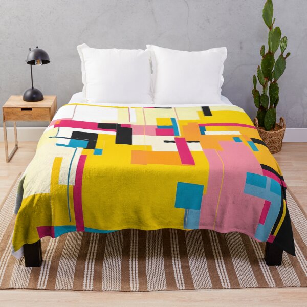 Item preview, Abstract Yellow, Pink, and Black Squares designed and sold by The Bubble 1307.