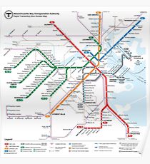 Boston Schienen-Karte - Vereinigte Staaten von Amerika Poster