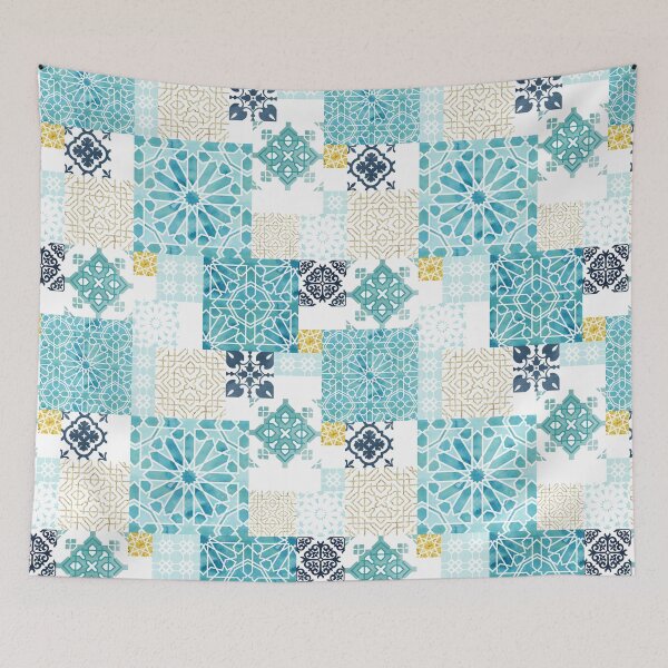 Item preview, Moroccan ceramic pattern collage in gold designed and sold by adenaJ.