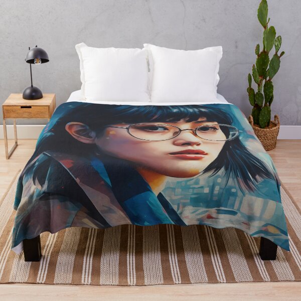 Item preview, Korean Girl with Red Lips, Glasses, and Brown Jacket Noticing Her Surroundings in the City designed and sold by SingularityGeek.