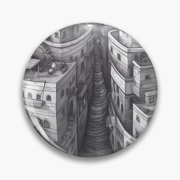 Item preview, Labyrinthine Walled Neighborhood with Staircase and Gray Details designed and sold by SingularityGeek.