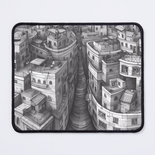 Item preview, Labyrinthine Walled Neighborhood with Staircase and Gray Details designed and sold by SingularityGeek.