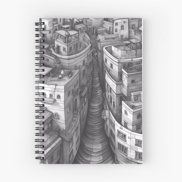 Item preview, Labyrinthine Walled Neighborhood with Staircase and Gray Details designed and sold by SingularityGeek.